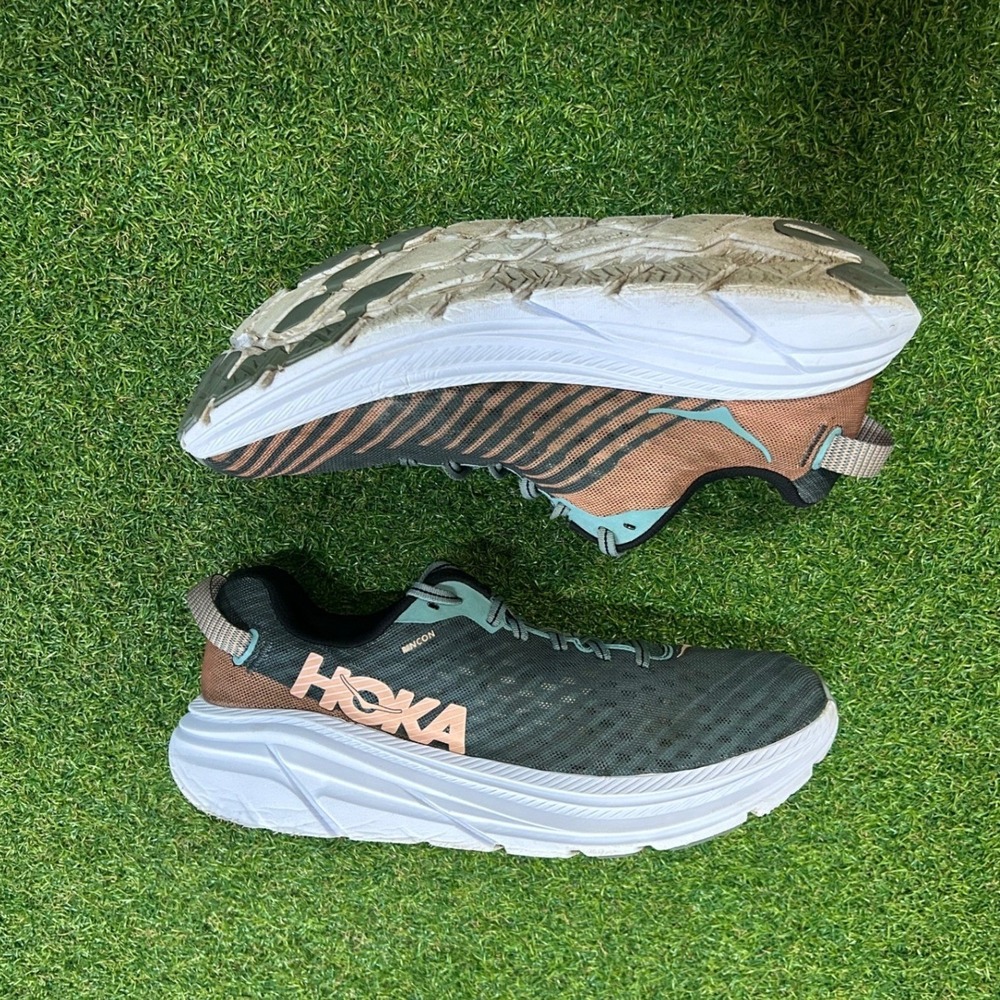 Hoka One One Womens Rincon Running Shoes Black White Rose Gold 1102875 Size 10